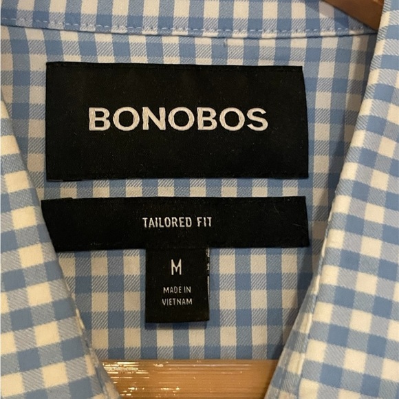 Bonobos Light Blue Checkered Men's Shirt Tailored Fit - Picture 2 of 6